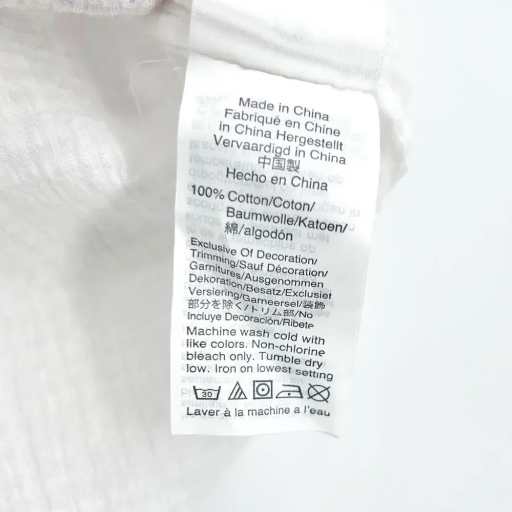 J.Crew Tiered Tunic Mini Dress White Cotton Gauze Ruffle Tassel Boho Beach Sz M
